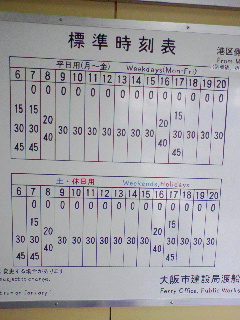 渡し船時刻表