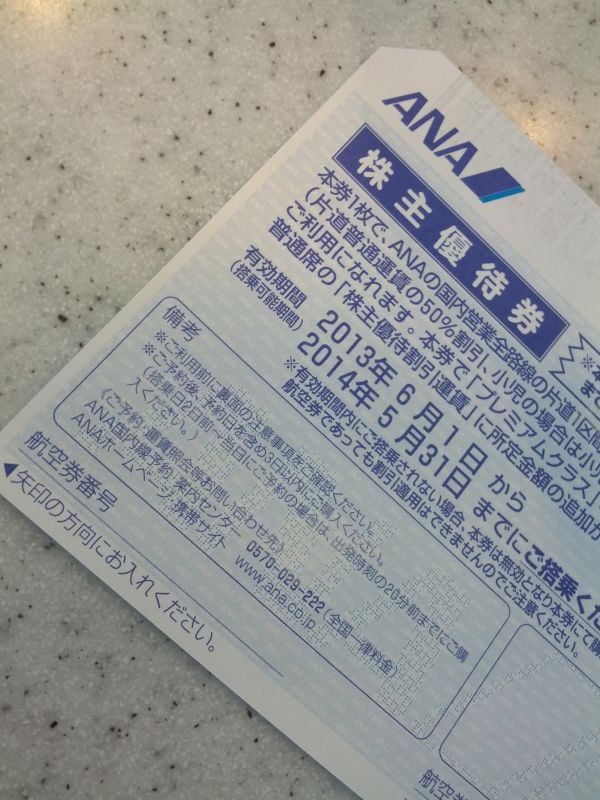 株主優待券