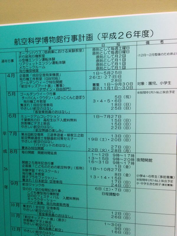 航空博物館行事計画