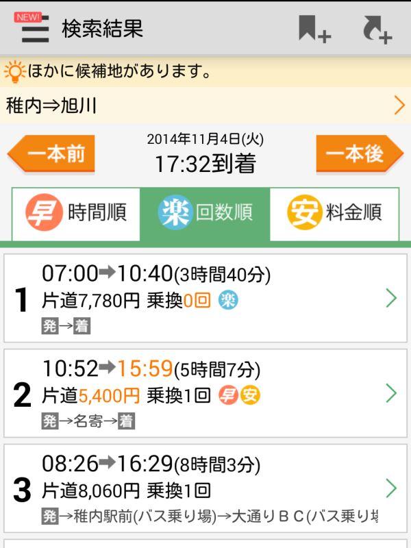 稚内→旭川