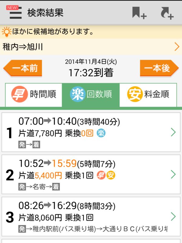 稚内→旭川