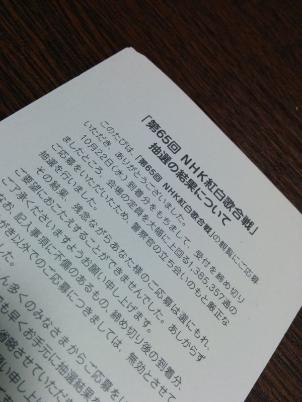 抽選結果について