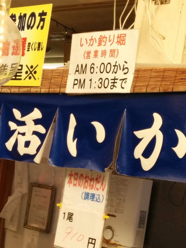イカ釣り堀営業時間