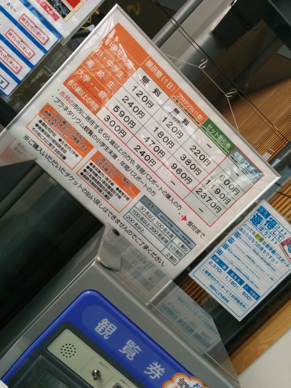 プラネタリウムの料金