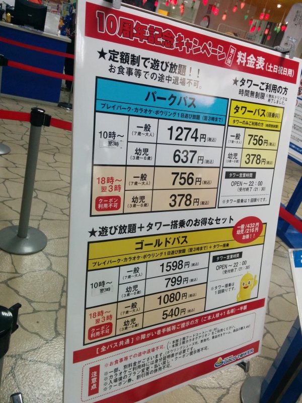 タワーパス入場料