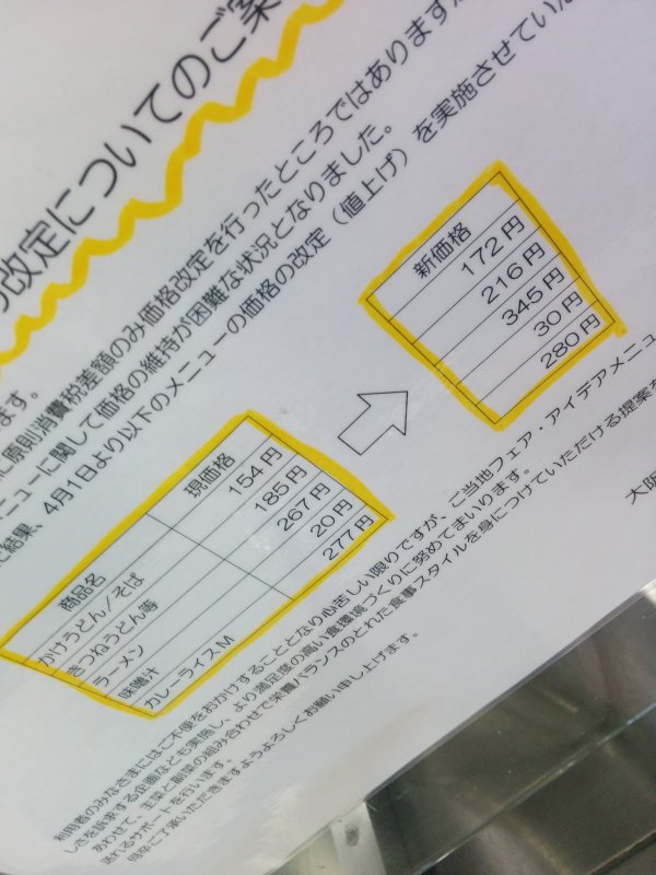 価格改定のお知らせ