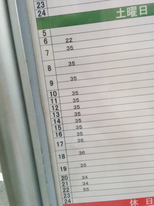 バスの時刻表