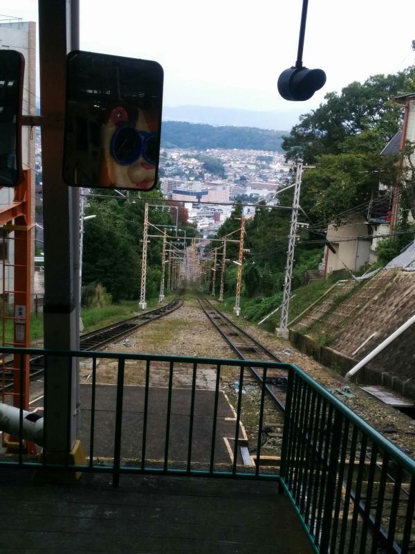 宝山寺駅から下を見る