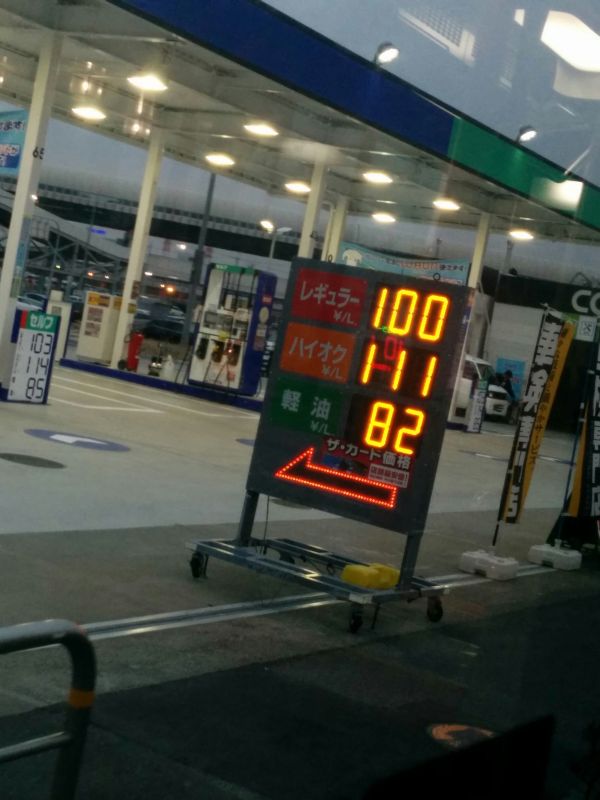 レギュラーガソリンの値段