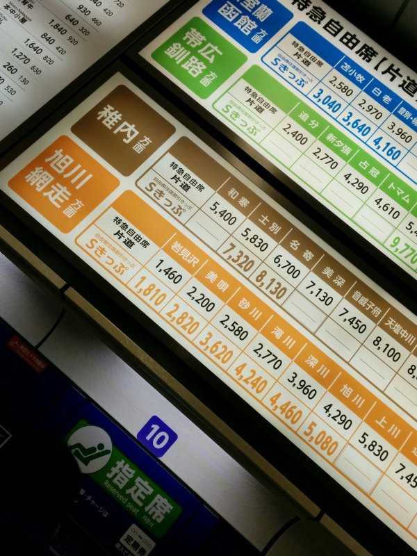 旭川までのお値段