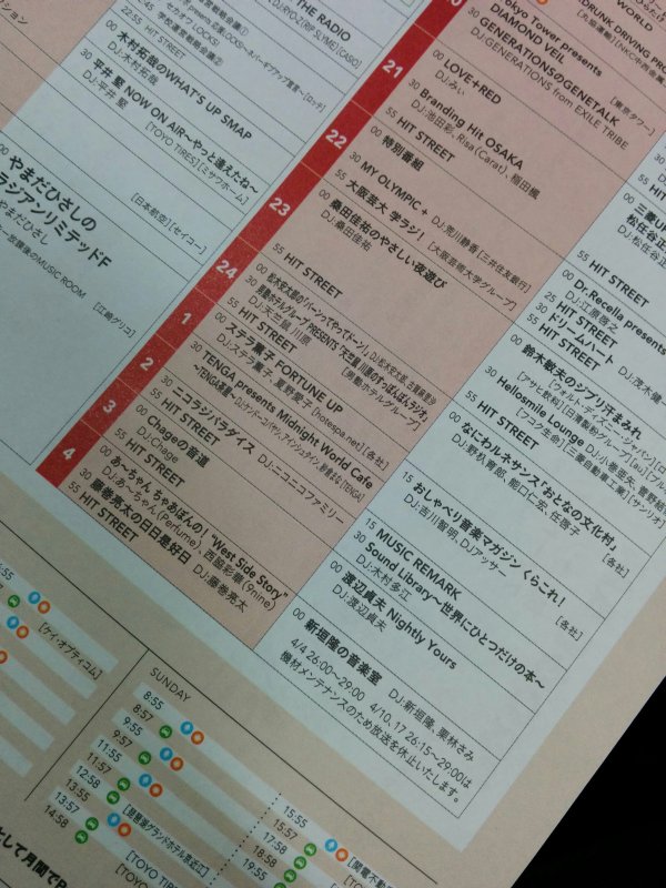 FM大阪の番組表