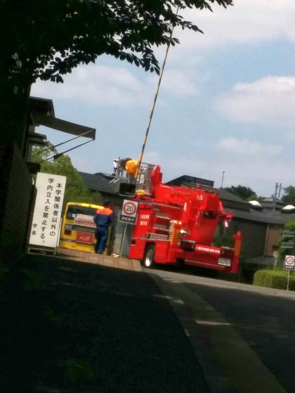 はしご車来場