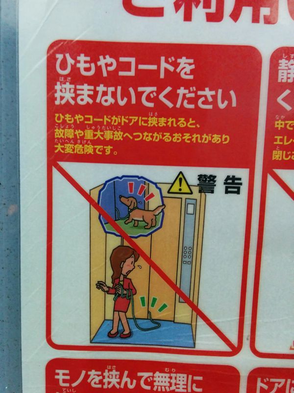 ひもやコードを挟まないでください