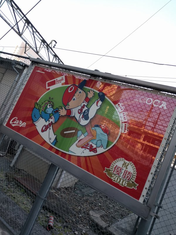 カープ坊やの胴上げ