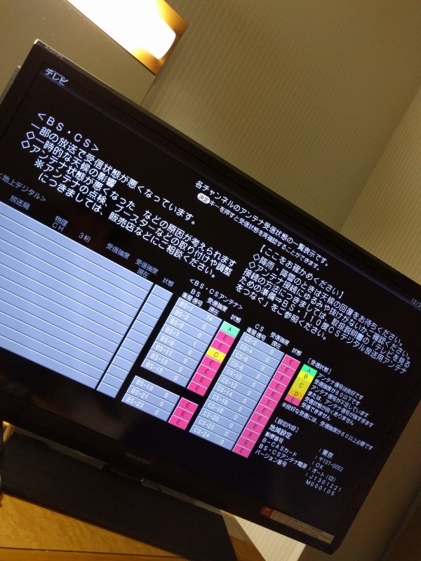 アンテナ受信状態の確認