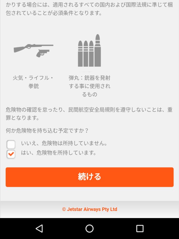 何か危険物を持ち込む予定ですか？