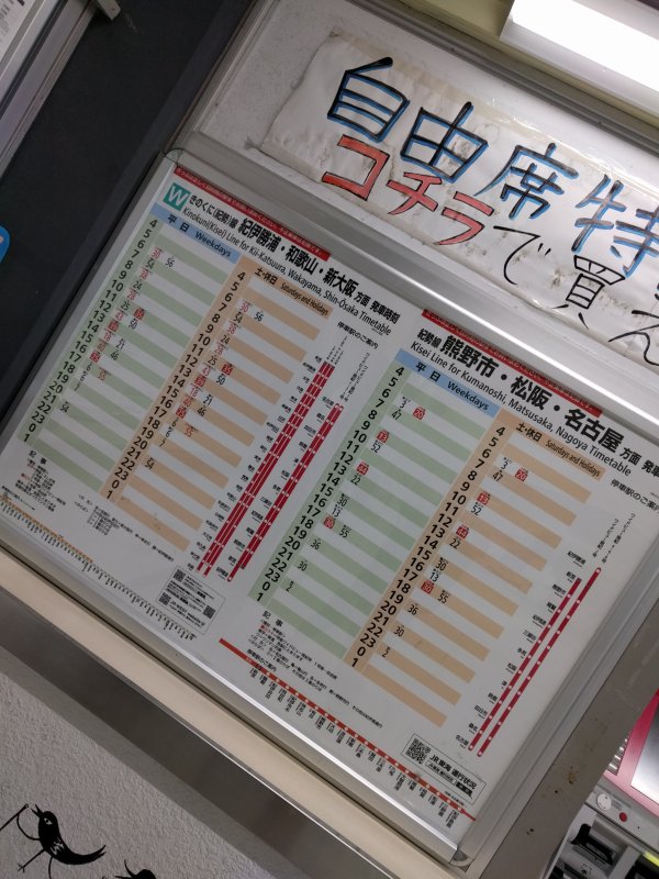 新宮駅の時刻表