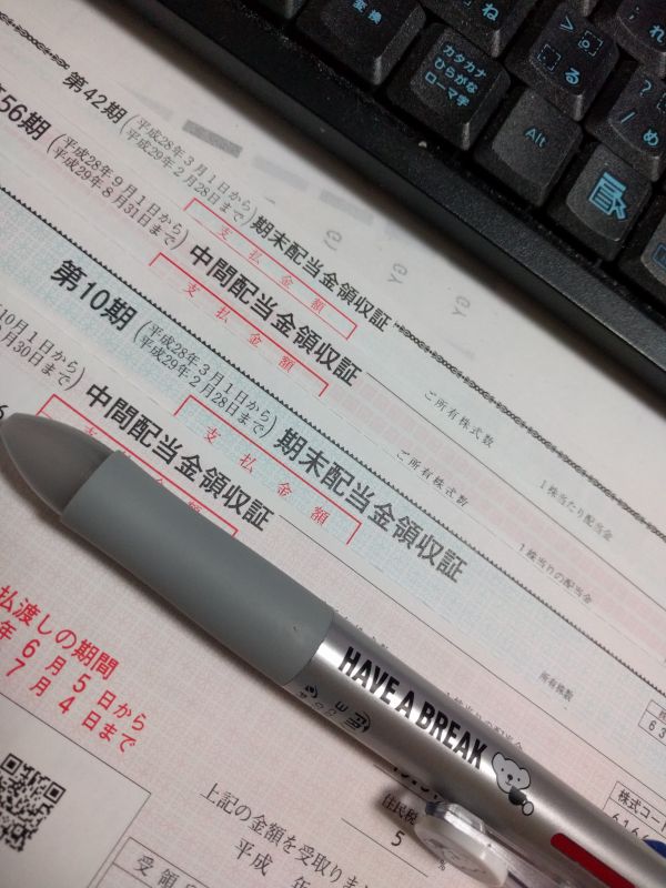 今期の配当金領収証