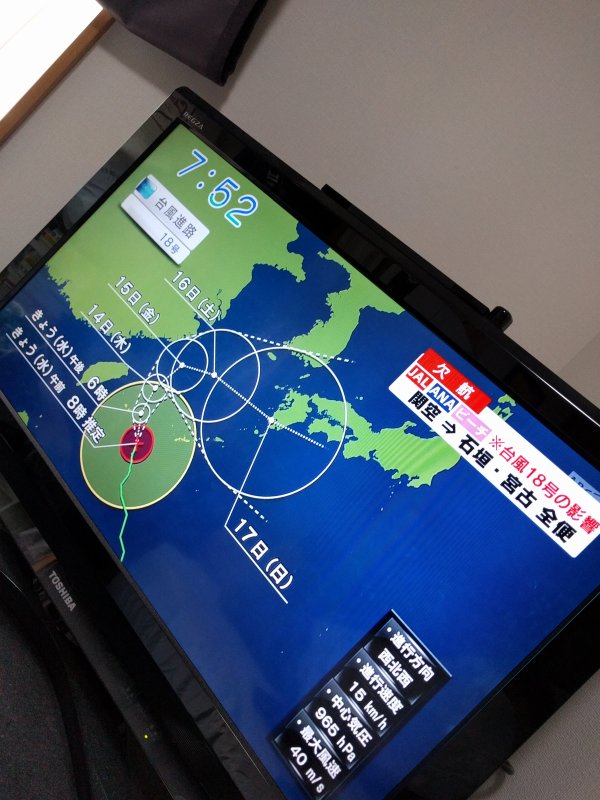 台風18号の進路予想