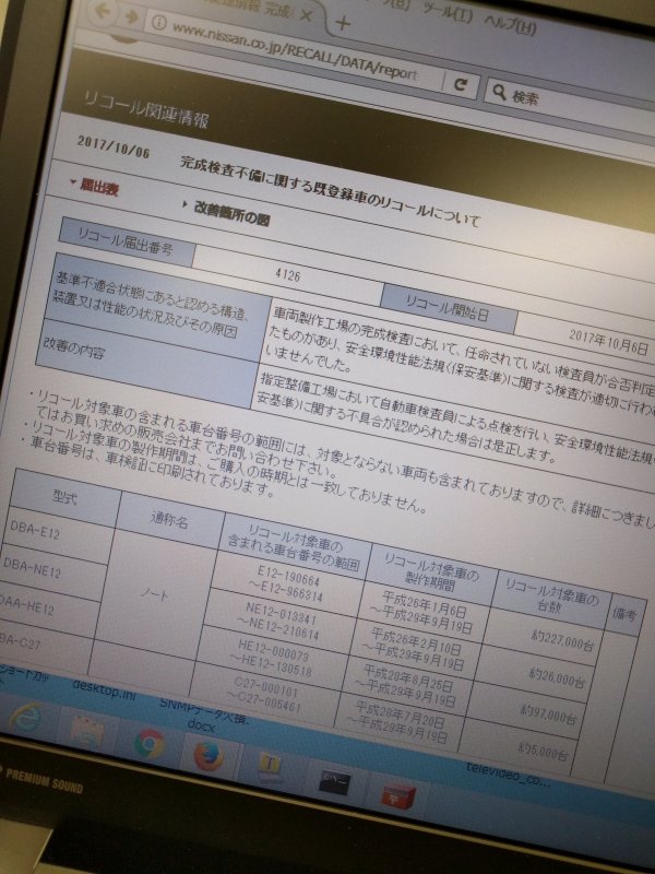 完成検査不備に関する既登録車のリコールについて