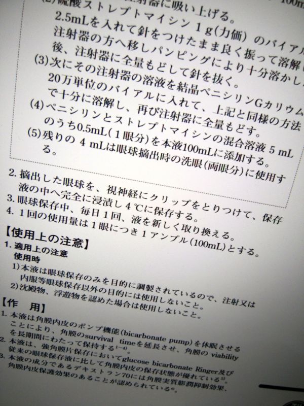 視神経にクリップをとりつけ