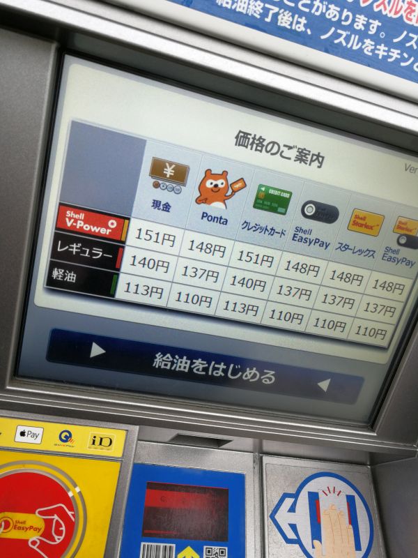 本日のガソリン単価
