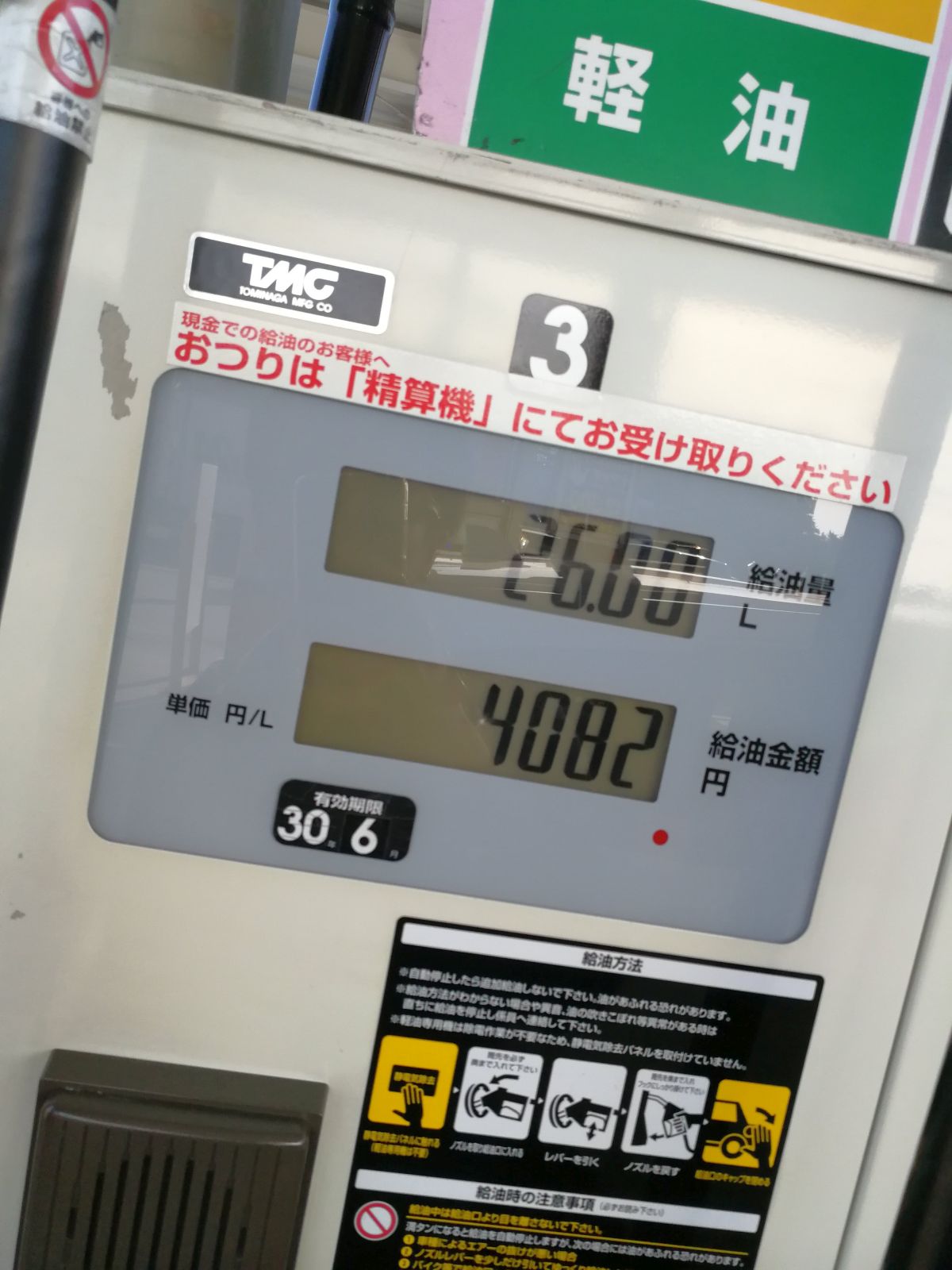 今回の給油量