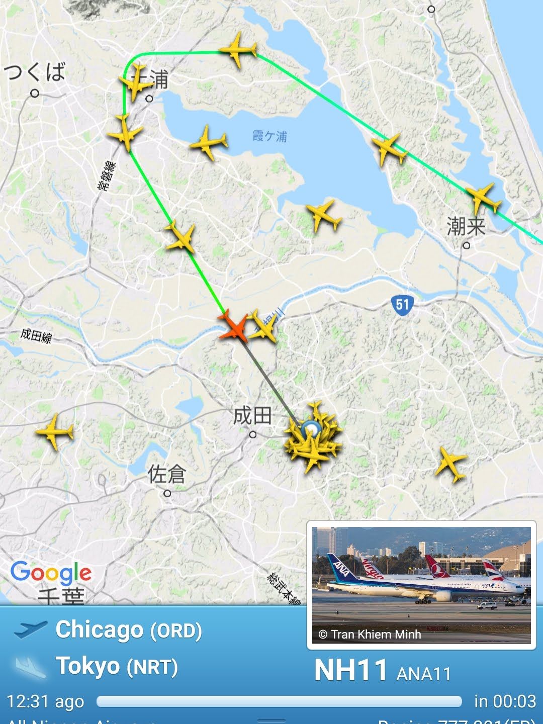 飛行機の経路