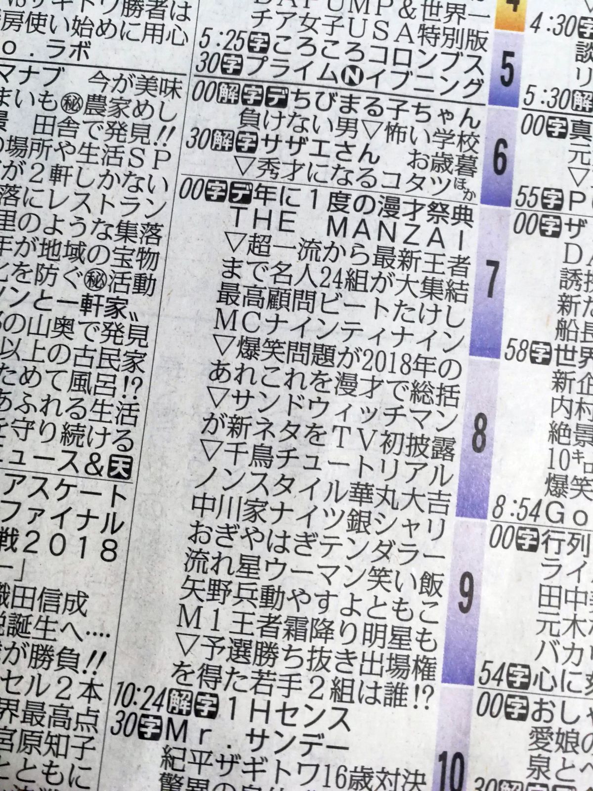 本日のラテ欄