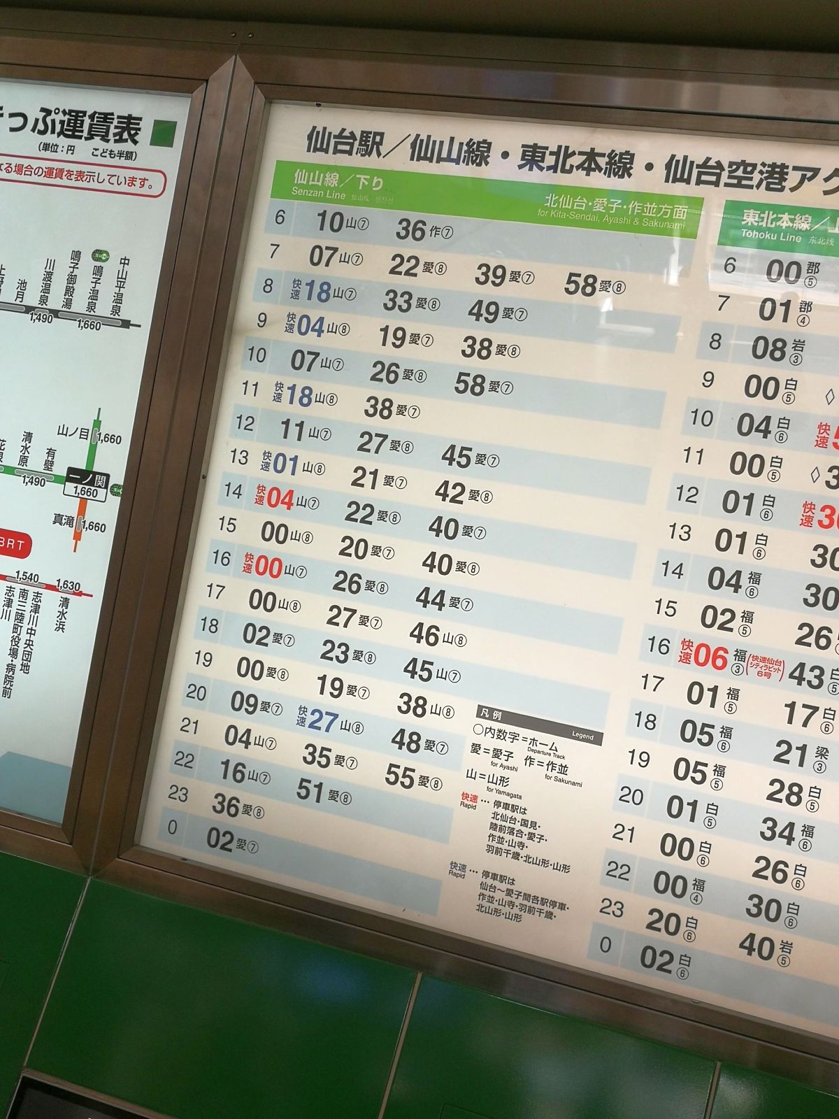 仙山線の時刻表