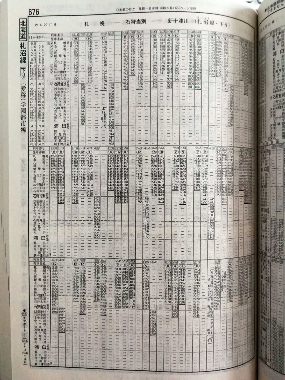 札沼線のダイヤ