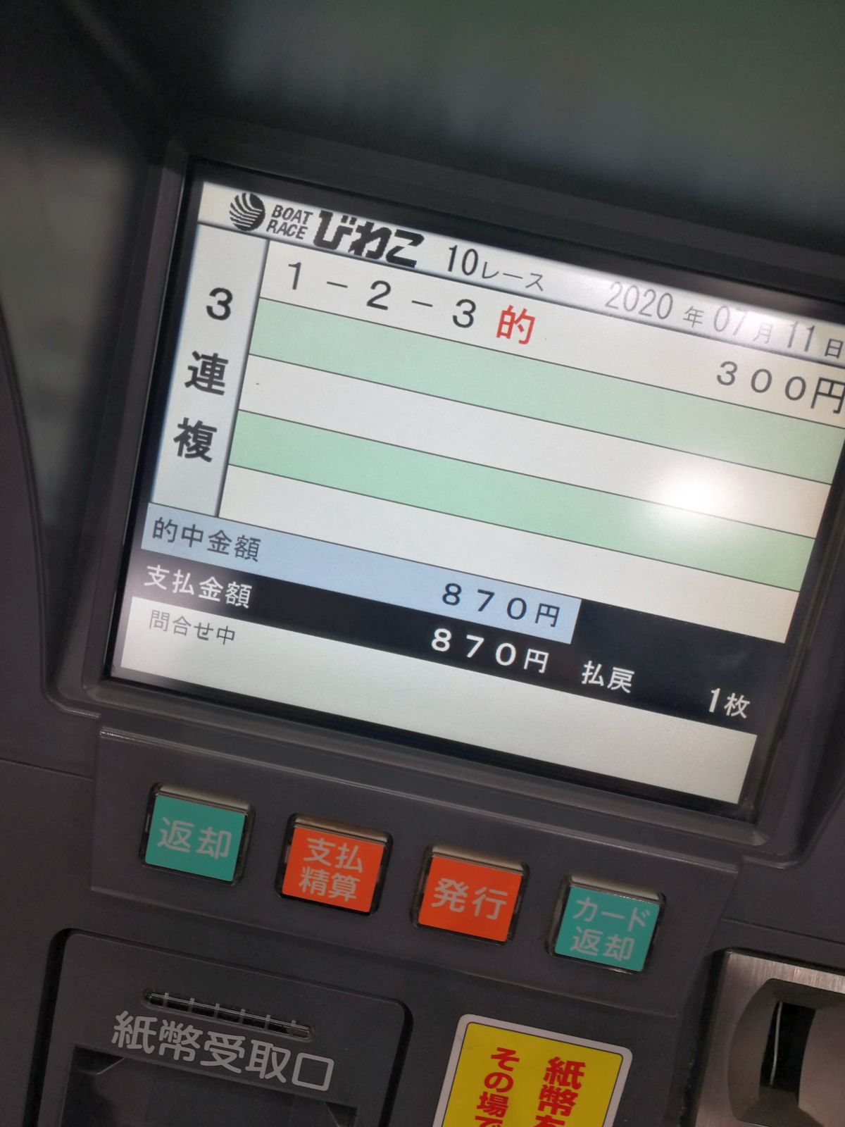 本日の的中金額