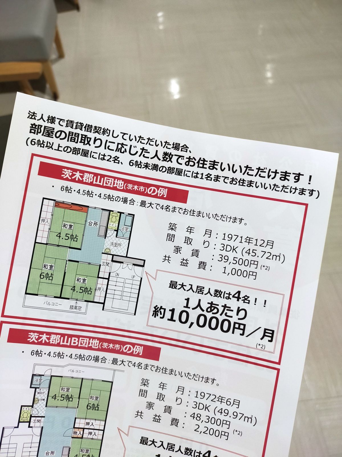 間取りに応じた人数でお住まいいただけます