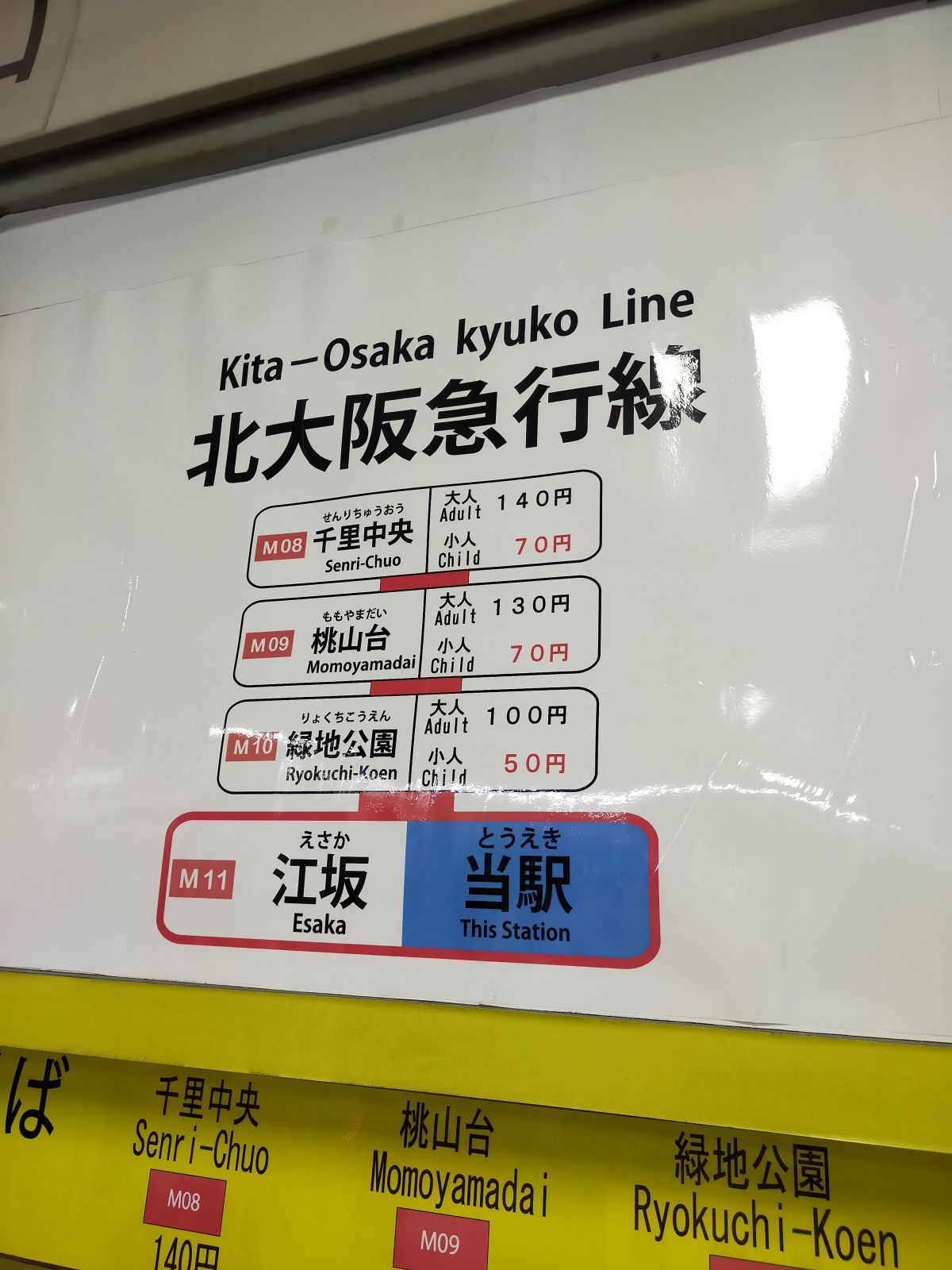 北大阪急行線の初乗り運賃