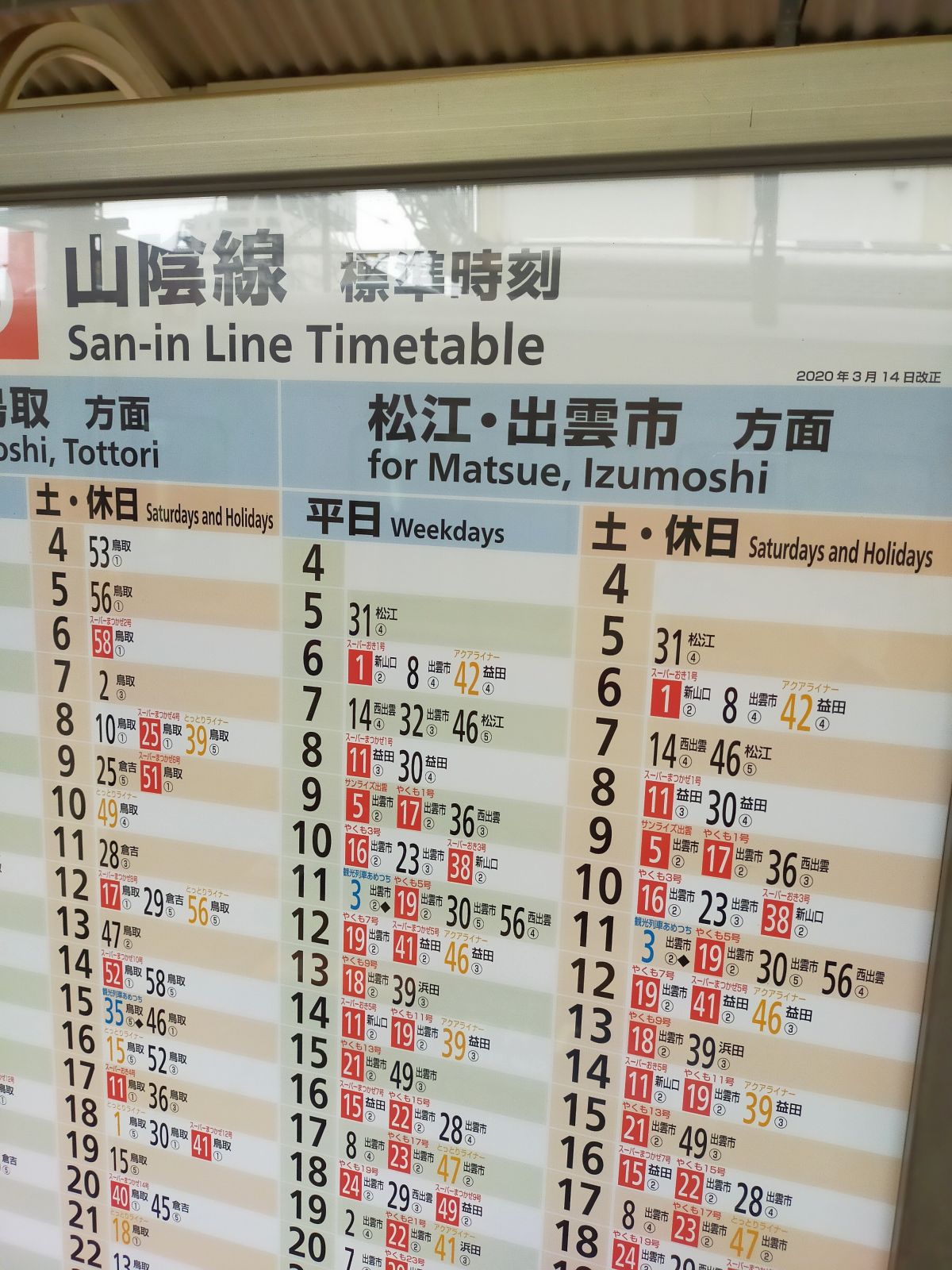 山陰線時刻表