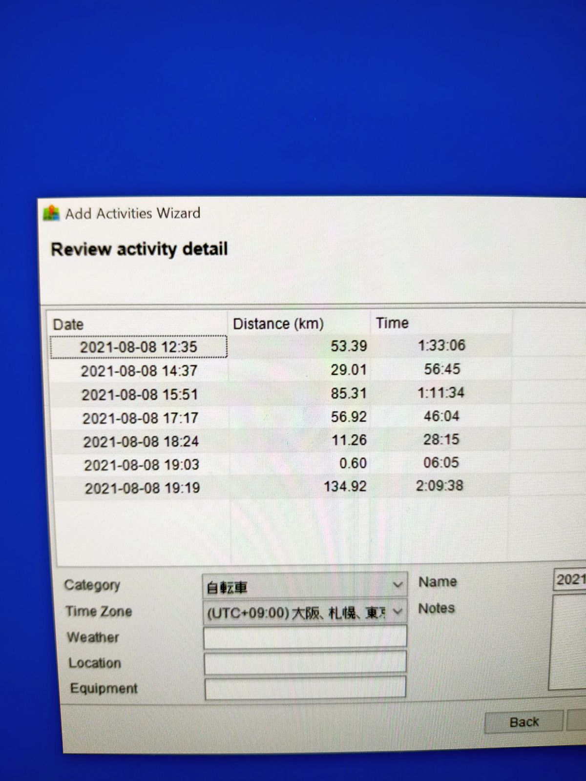 本日のGPSデータ