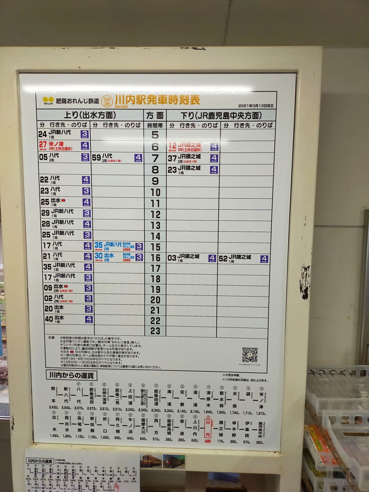 肥薩おれんじ鉄道の時刻表