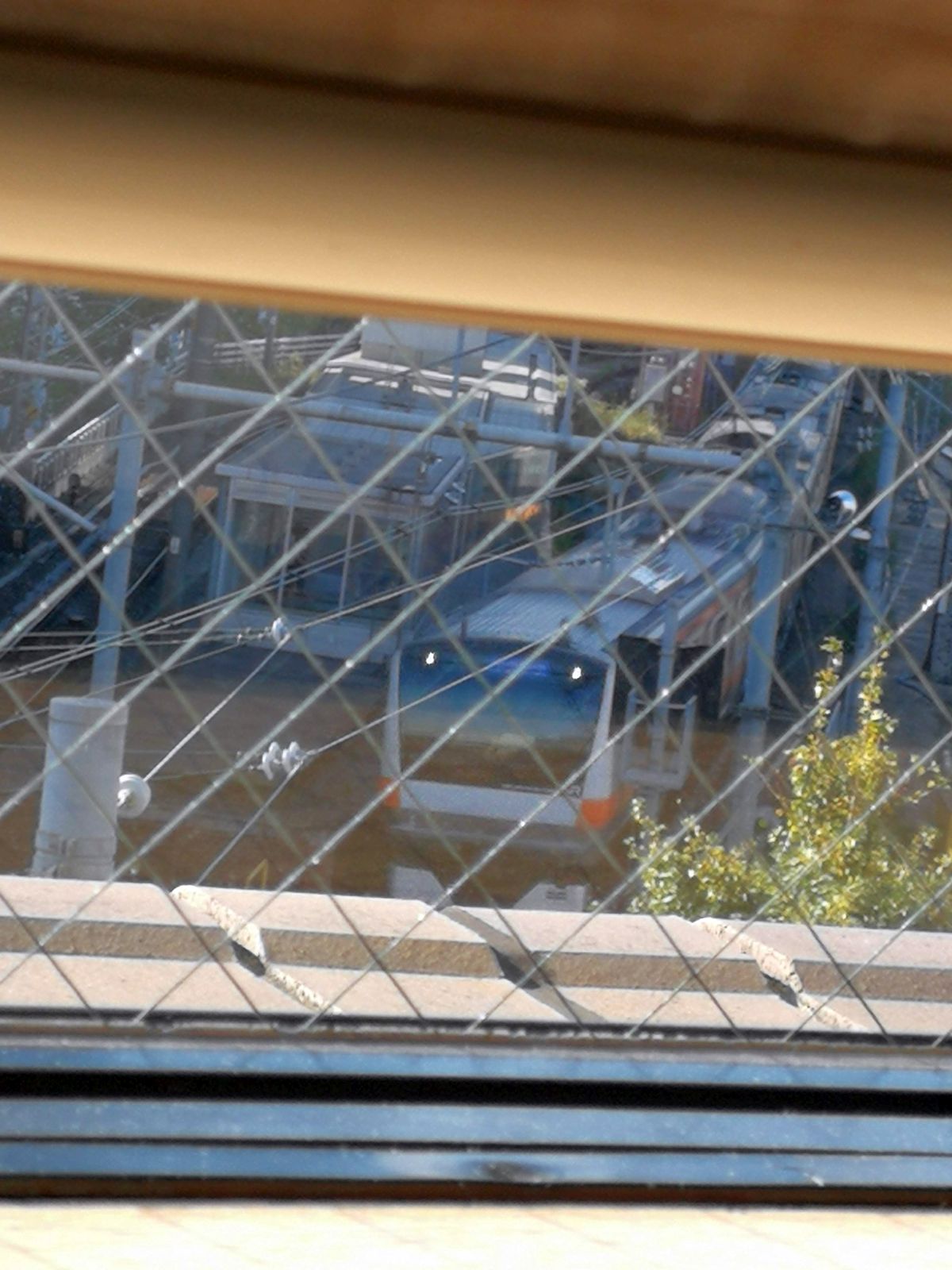 隙間から見る電車