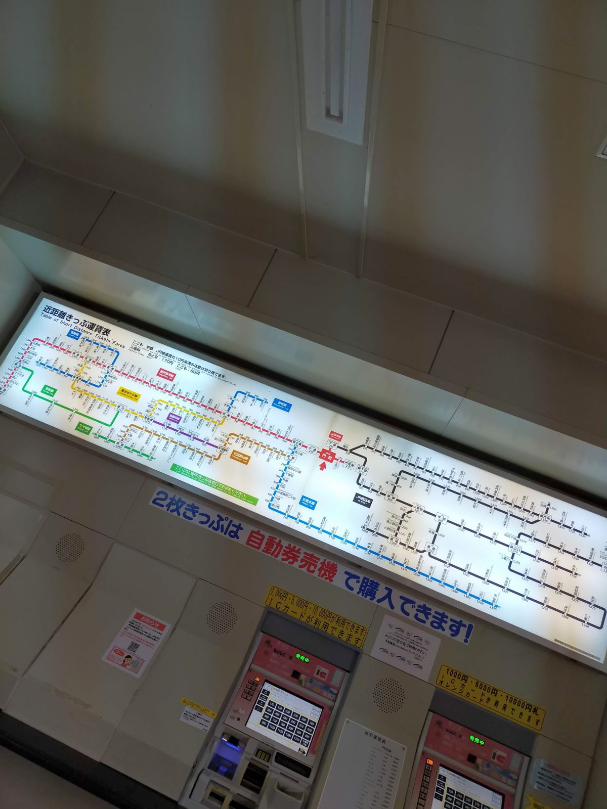 近距離きっぷ運賃表