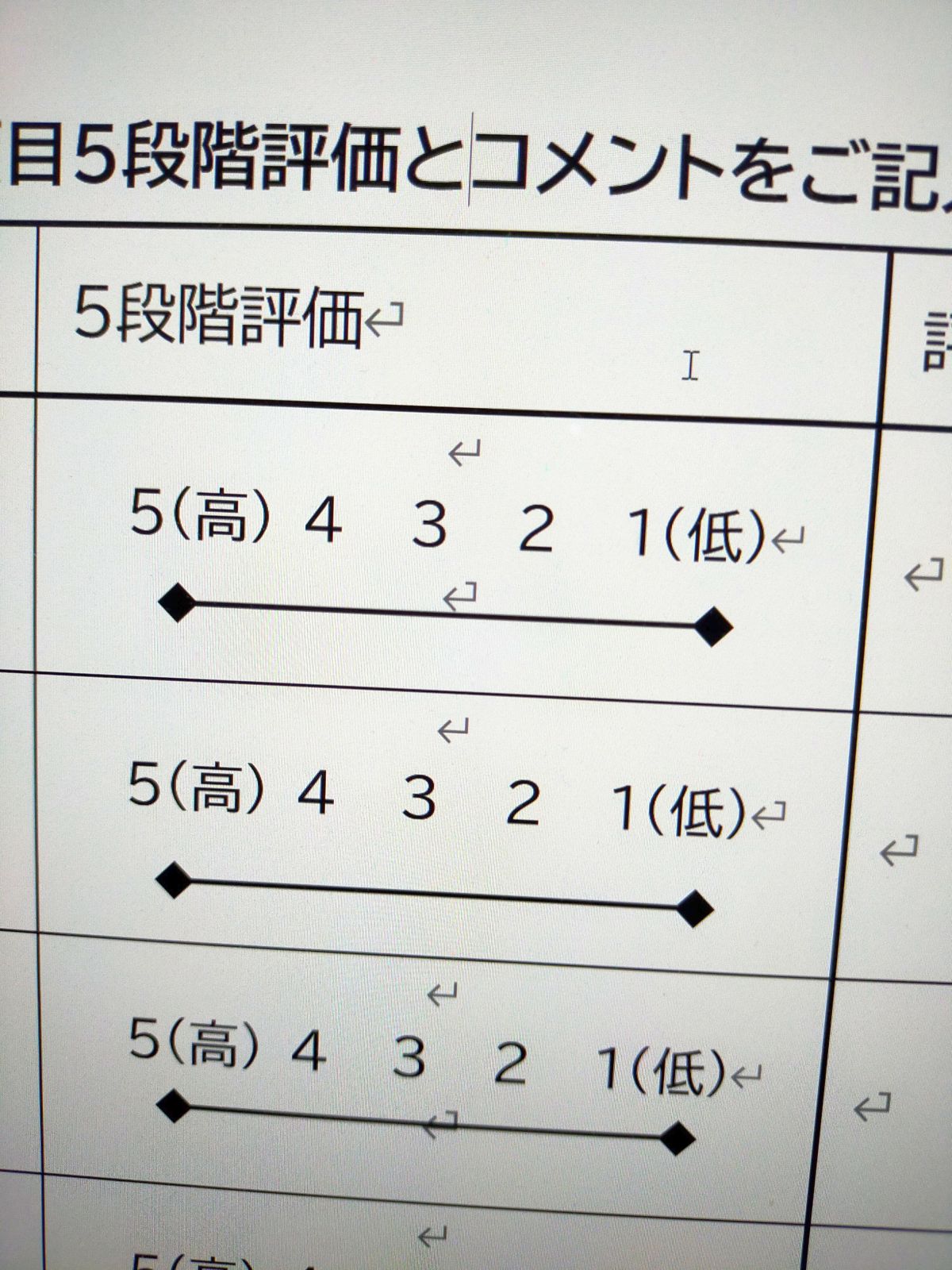 ５段階評価