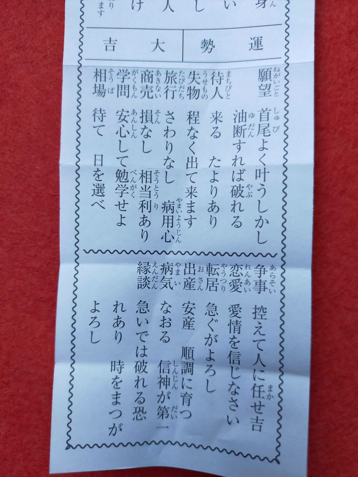 運勢：大吉