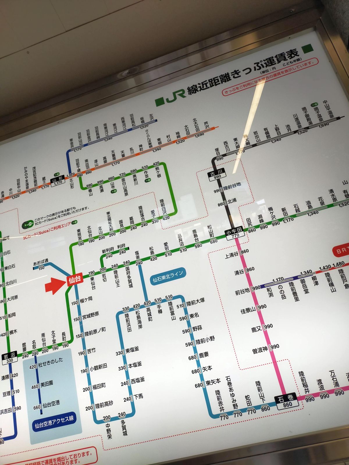 近距離きっぷ運賃表