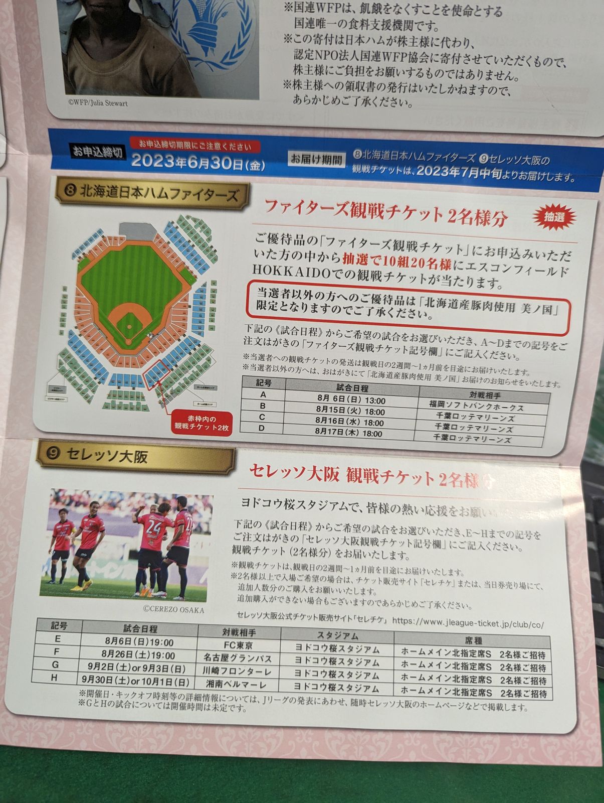 ファイターズ観戦チケット