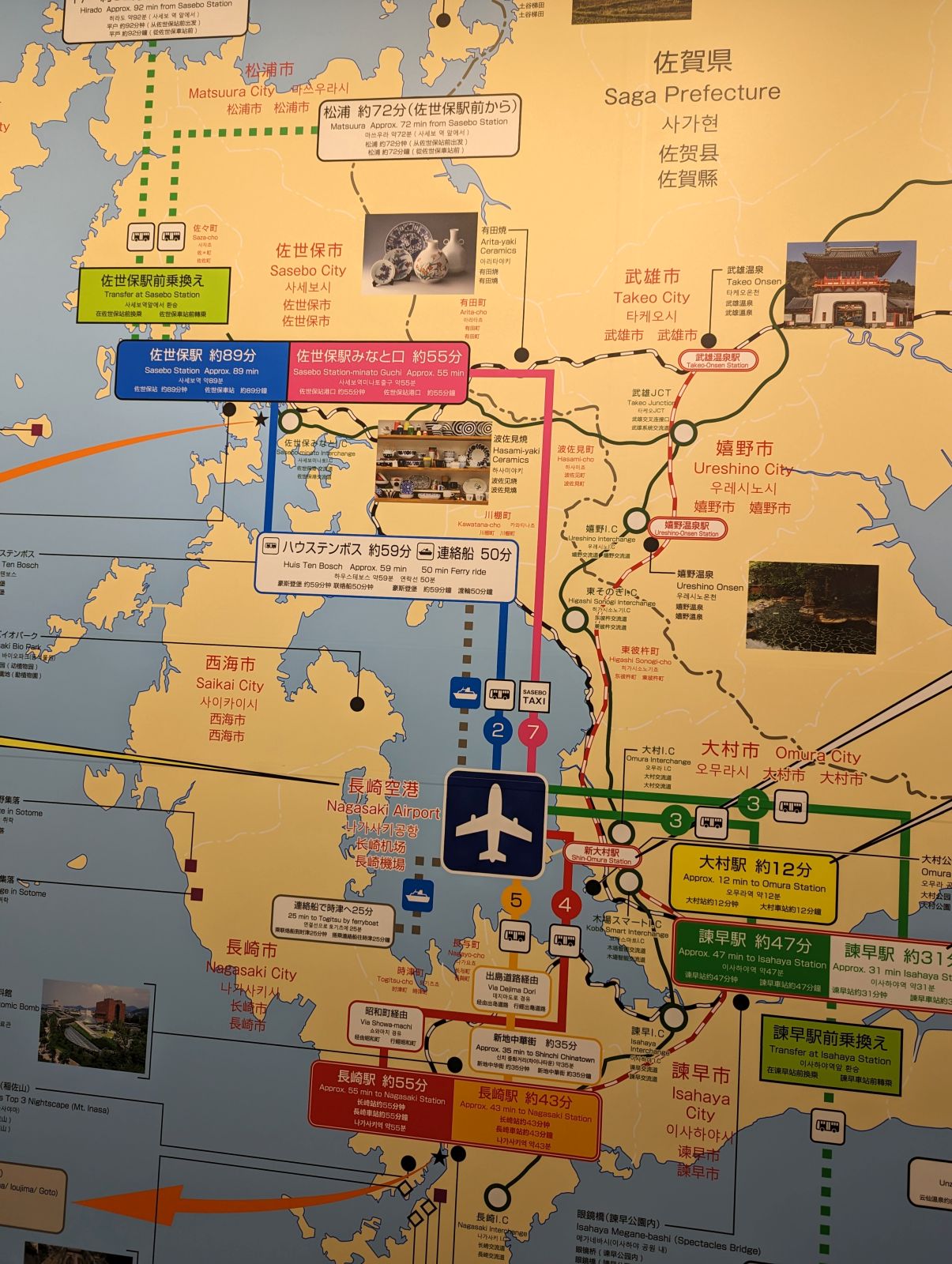 長崎空港からの移動時間