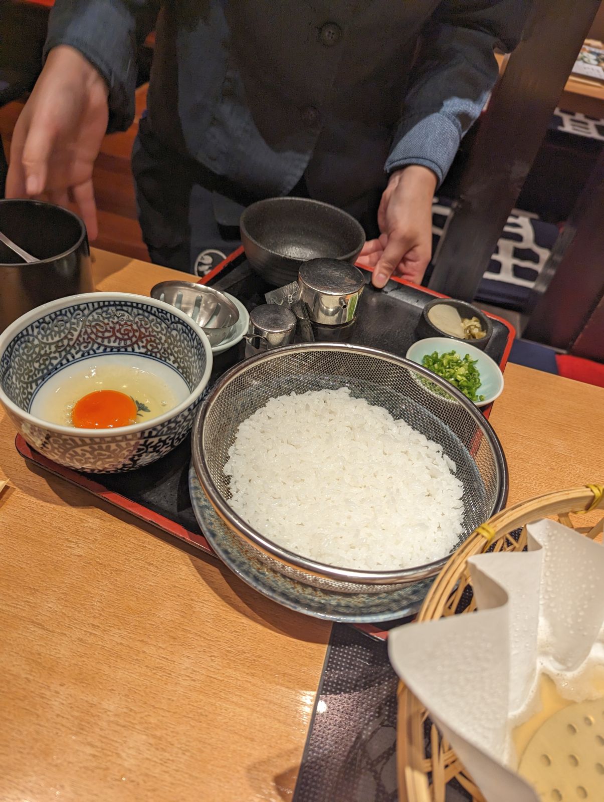 雑炊の準備