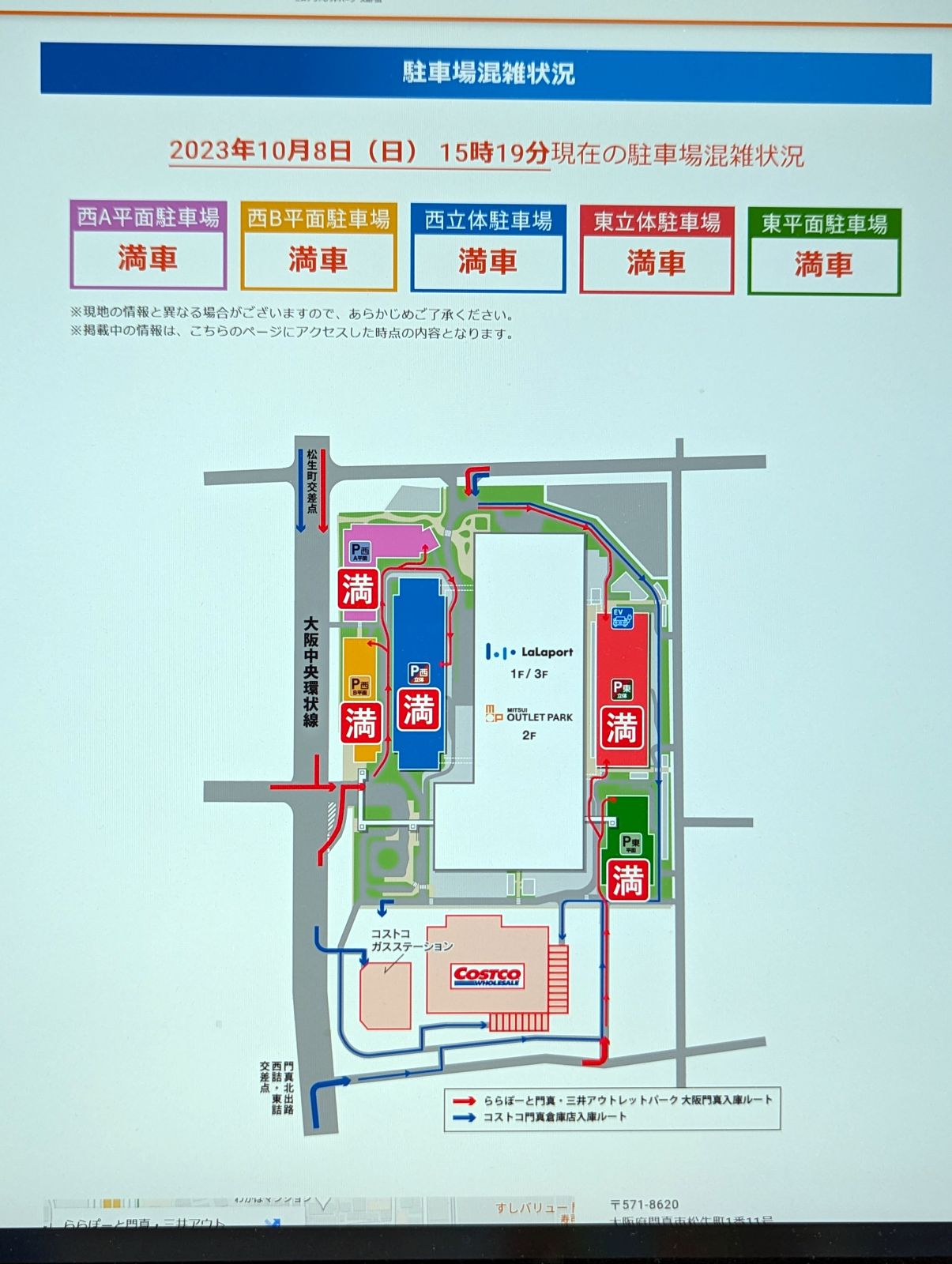 駐車場の混雑状況