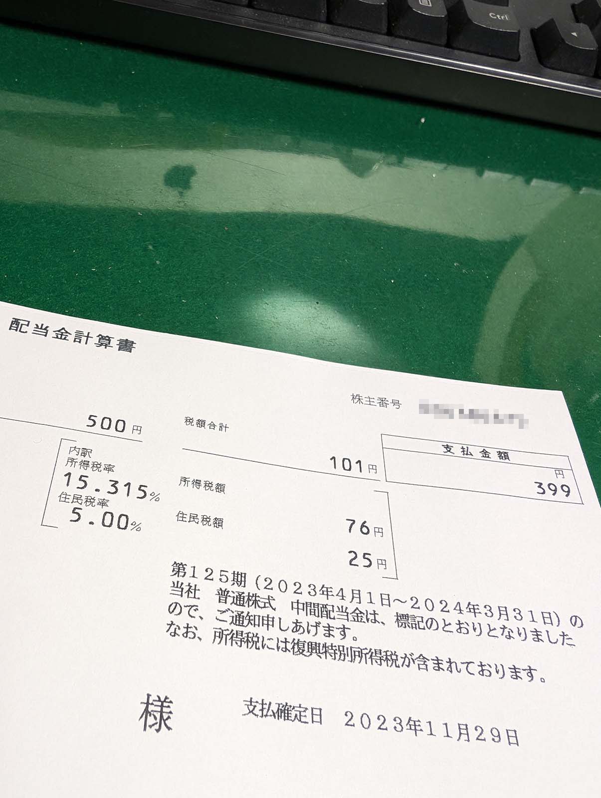 中間配当金