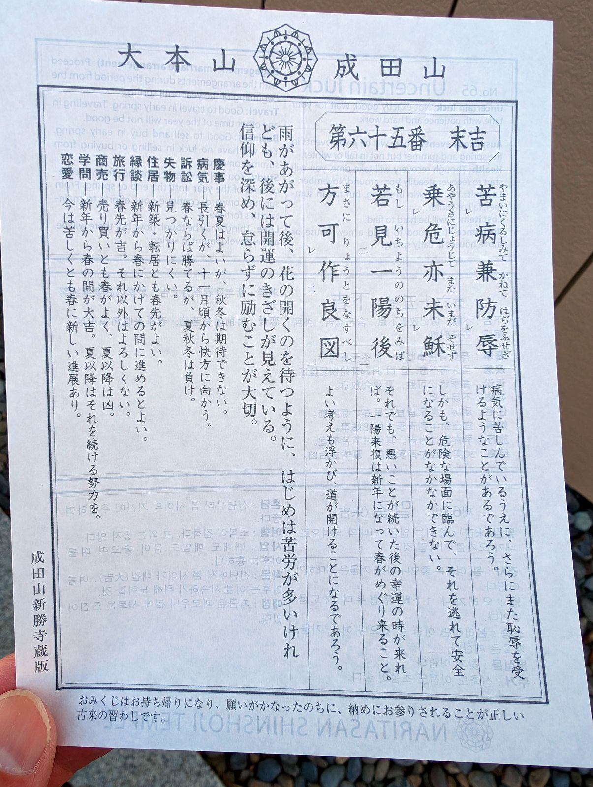 本日のおみくじ