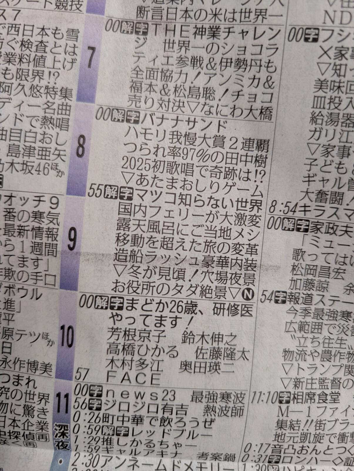 本日のラテ欄