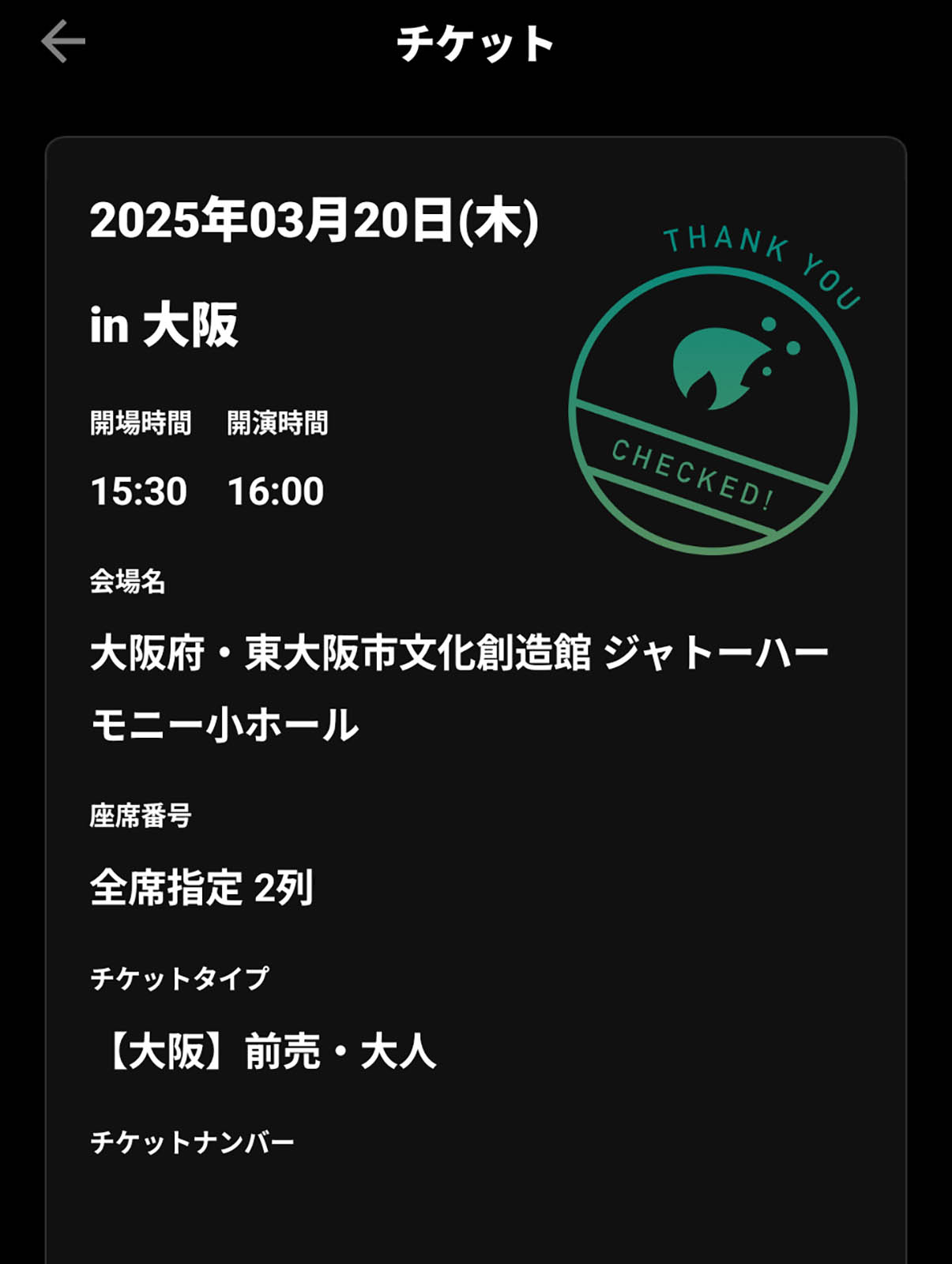 本日のチケット
